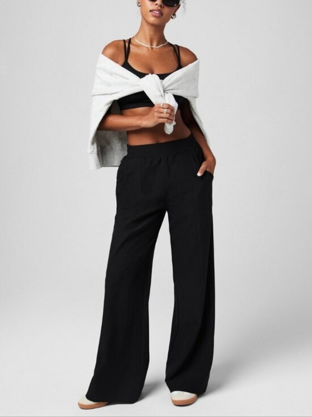 Fabletics Downtown Black Wide Leg Pants Size Small